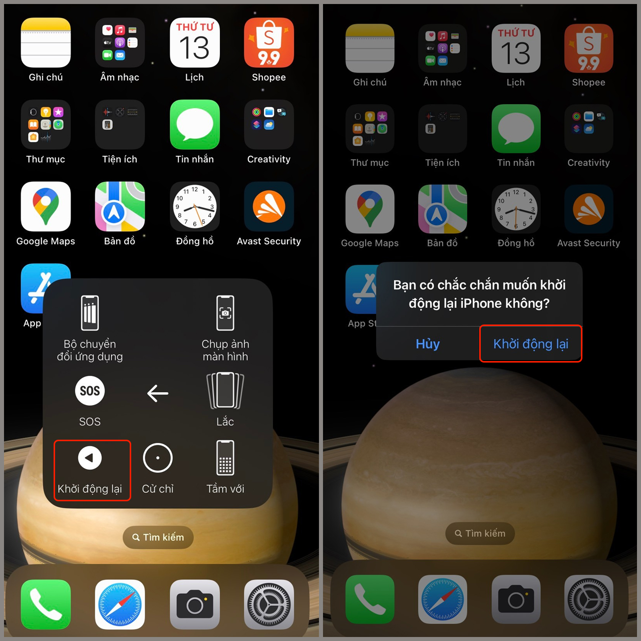 Cách khởi động lại iPhone bằng nút Home ảo bước 2
